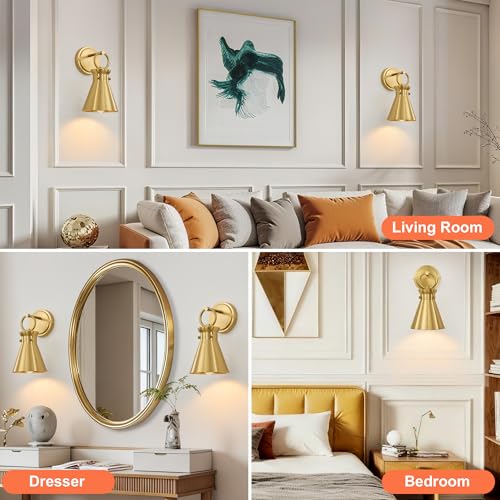Wall Sconce for Bathroom 6" Gold Metal Shade