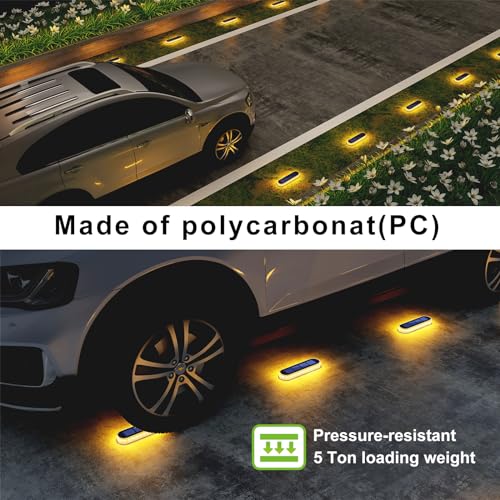 Solar Step Lights Outdoor IP68 Waterproof 4 Pack Warm White Bar (4 Count)