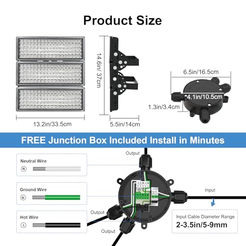 300W LED Stadium Lights 42000LM Outdoor Flood Lighting 6500K