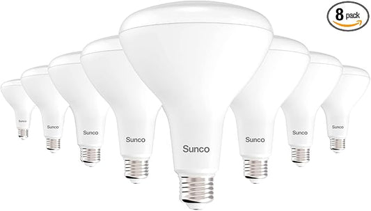 Sunco 8 Pack BR40 LED Light Bulbs, Indoor Flood Lights, Recessed Can Light Bulb, 1400 LM, 17W (100W Equivalent), 5000K Daylight, Dimmable, E26 Base, for Home, Bedroom, Kitchen UL.