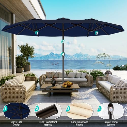 15FT Outdoor Patio Umbrella with Crank
