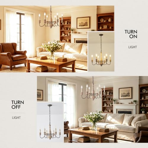 French Country Wood Chandelier for Dining Room