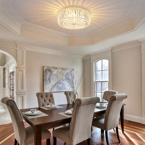 17.59-Inch 4-Light Chrome Round K9 Crystal Ceiling Light Fixture