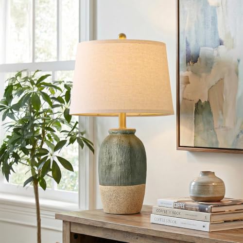 22.5" Green Ceramic Table Lamps for Bedroom