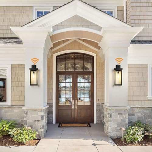 20'' Outdoor Wall Lantern Dusk Dawn Large Black Exterior Porch Light