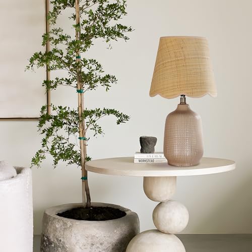 Set of 2 19" Modern Ceramic Table Lamp for Living Room Gray Camel Base Desk Lamps for Bedroom Farmhouse Bedside Nightstand Lamp End Table Lamps (2 Count)