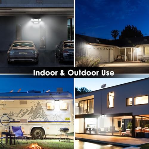 Solar Outdoor Lights Motion Sensor 3500LM 288 LED Security Light with Remote Control IP67 Waterproof 4 Heads Flood Lights with 16.4ft Cable 4 Modes