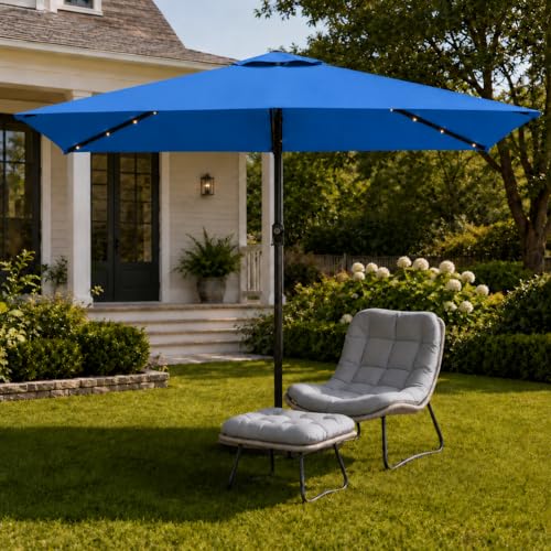 6.5 x 10ft Rectangular Patio Umbrella with Solar Lights