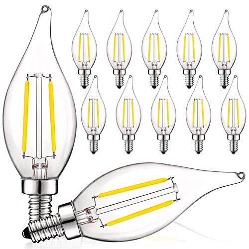 4W Vintage Candelabra LED Bulbs Dimmable (12 Count)
