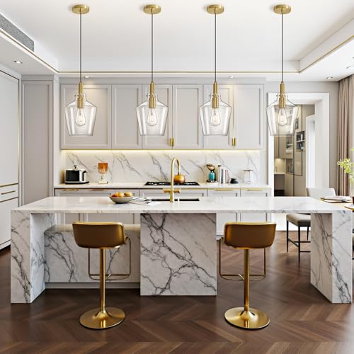 Seeded Glass Pendant Lighting for Kitchen Island Foyer 1 Pack Gold 8 Inch