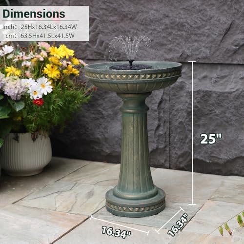 24H Bird Bath Outdoor Water Fountain with Solar Pump
