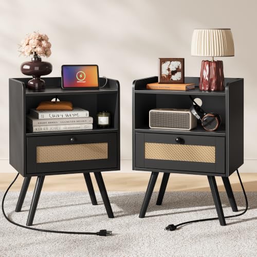 Nightstands with Charging Station (2 Count)