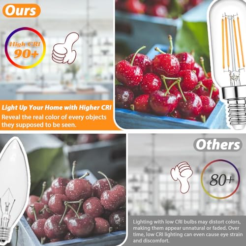 E12 Candelabra Edison Bulbs 60 Watt Equivalent (12 Count)
