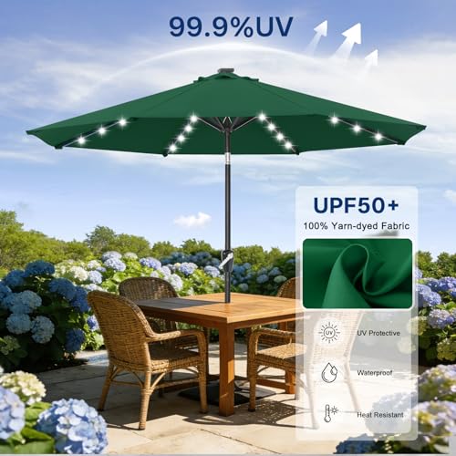 Solar Led Patio Umbrella with 32 Lights 11FT
