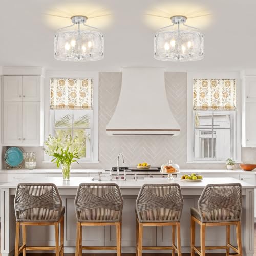 Modern Brushed Nickel Semi Flush Ceiling Light