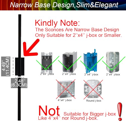 Only Suitable for Small Junction Box Hardwired Wall Sconces Dimmable 32'' (2 Count)