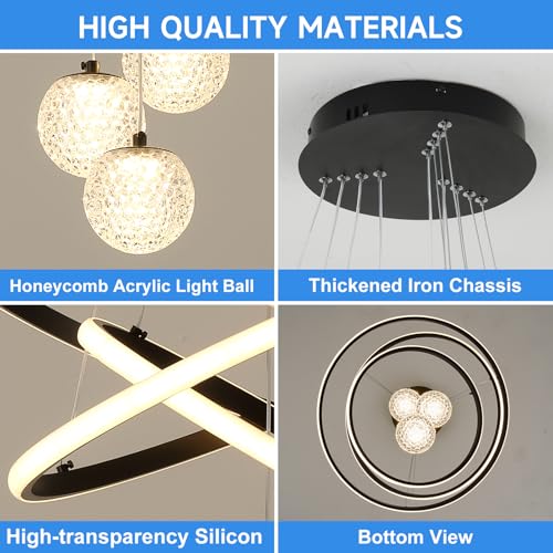 LED Modern 3 Ring Chandelier