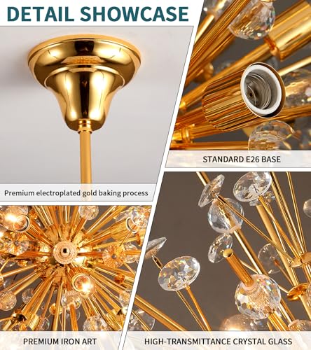 Modern 20 Light Gold Sputnik Chandelier