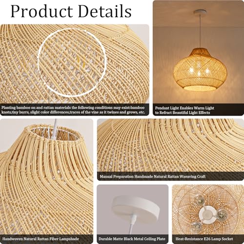 18.9" Rattan Pendant Light