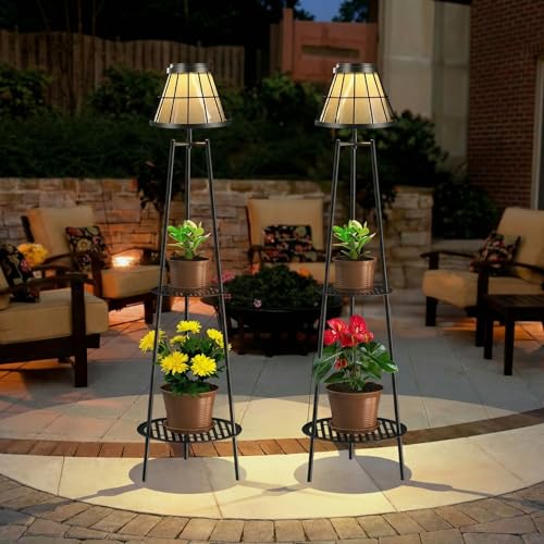 2 Pack Solar Floor Lamps Outdoor with 2 (2 Count)