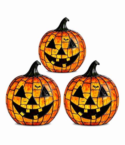 Halloween Lamp Stained Glass Pumpkin Lamp Tiffany Style Halloween Decorations for Home HolidayParty