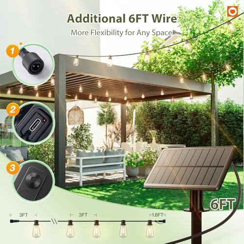 33(27+6) FT Solar String Lights Waterproof, Remote& USB Port 9+1 LED (33 Foot)
