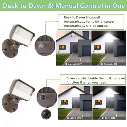 Dusk to Dawn Outdoor 25W LED Flood Light with Knuckle & Plate Mount