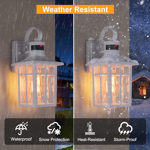 Aluminum Motion Sensor Outdoor Wall Lights with Ripple Glass (2 Count)