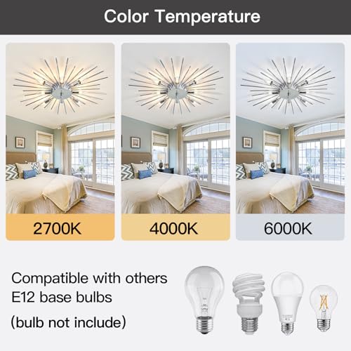 Semi Flush Mount 8 Light Ceiling Light Modern Metal Ceiling Lighting Chrome Light Fixture Chandelier for Farmhouse Kitchen Dining Room Bedroom Hallway Living Room