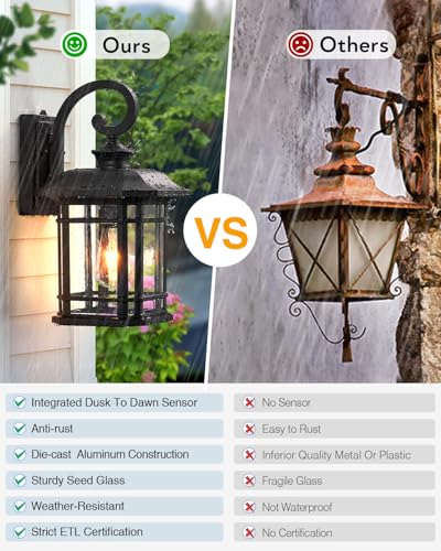 16.7" Large Black Dusk to Dawn Outdoor Lighting