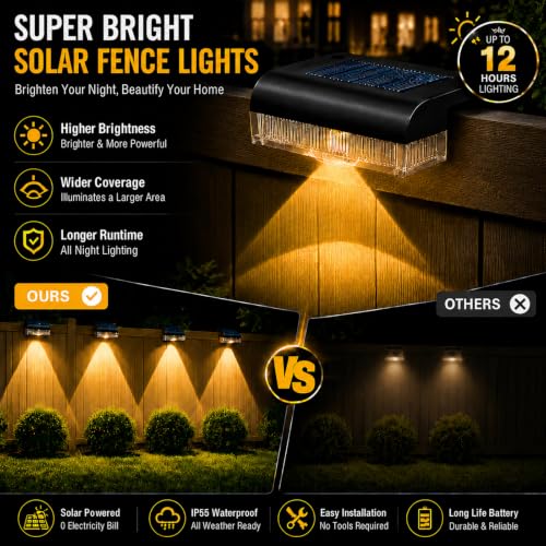 16PK Solar Fence Lights Outdoor Waterproof (16 Count)