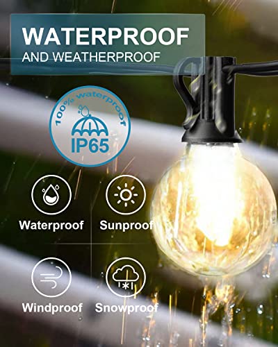LED Outdoor String Lights 50FT Patio Lights with 16 Shatterproof G40 Vintage Edison Bulbs (50 Count)