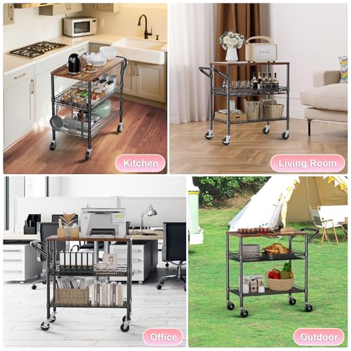 3 Tier Rolling Carts with Wheels