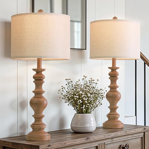 27" Light Brown Table Lamps Set of 2
