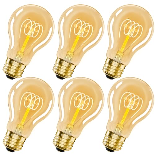 A19 E26 Vintage Edison Bulbs 6W LED Equivalent 60 Watt (6 Count)