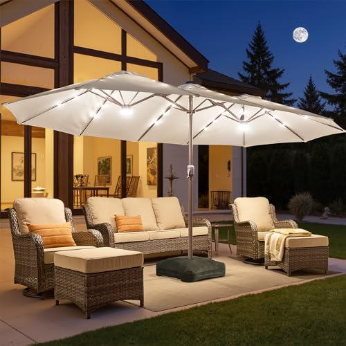 15 Ft Umbrella Outdoor Patio Solar Lights With Base