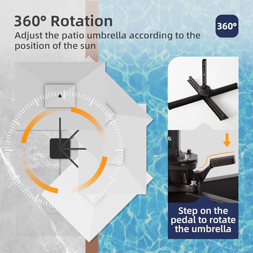 9x12 FT Patio Cantilever Outdoor Offset Umbrella with LED Lights