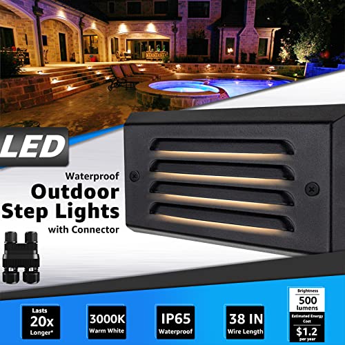 8 Pack Low Voltage Step Lights 5W 6in Outdoor Black Cast (8 Count)