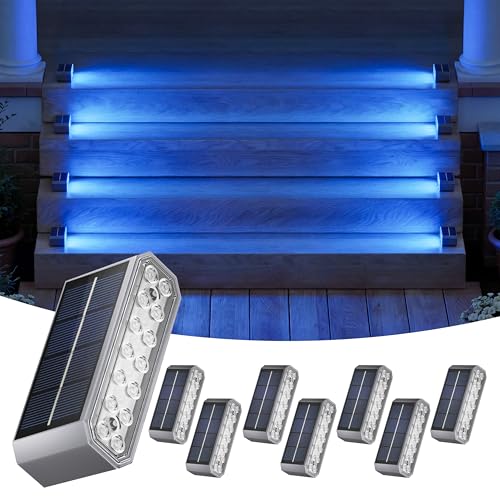 Blue Solar Step Lights for Pool (8 Count)