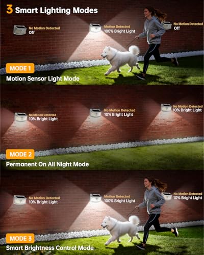 Solar Motion Sensor Lights Outdoor 120 LEDs (4 Count)