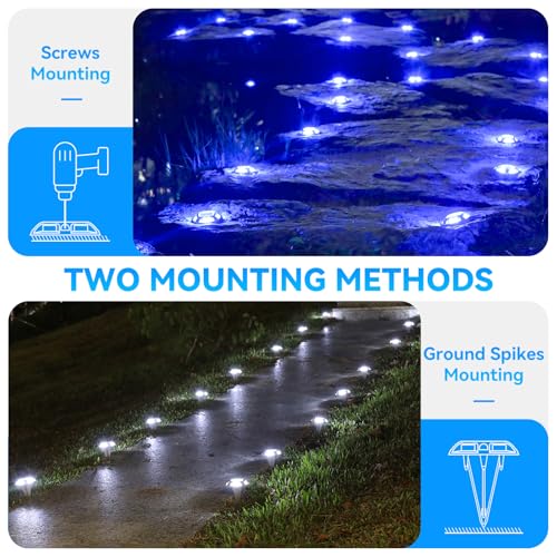 2 Colors in 1 Solar Driveway Light 1 Pack with Ground Spike Design