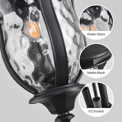 Large Outdoor Pendant Light 23.6'' Black Hanging Lantern Porch Light (3 Count)