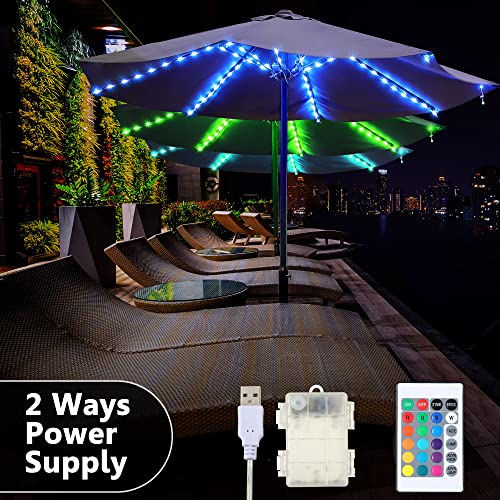 Patio Umbrella String Lights with 16 Color Changing and 12 Modes