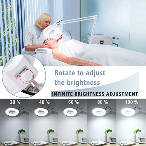15X Magnifying Floor Lamp with 5 Wheels Rolling Base for Estheticians