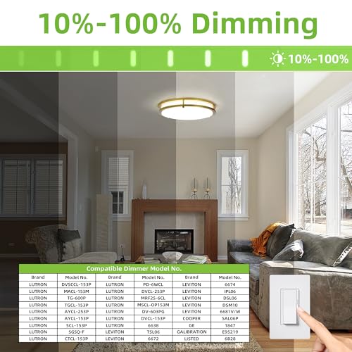 16 inch Dimmable LED Flush Mount Ceiling Light Fixture