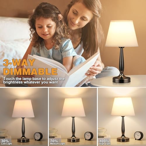 Touch Bedside Lamps for Bedroom Set (2 Count)