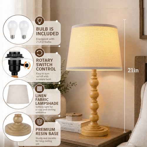 Set of 2 Farmhouse Table Lamps (Brown)