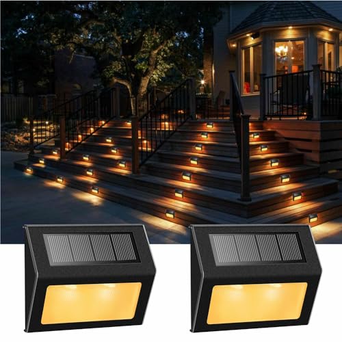 Warm White Solar Lights for Deck Step Fence (2 Count)