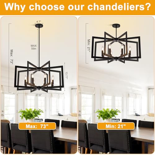 28" Modern Black Chandelier for Dining Room