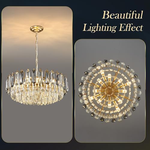 23.6" Modern Crystal Chandelier Gold 3